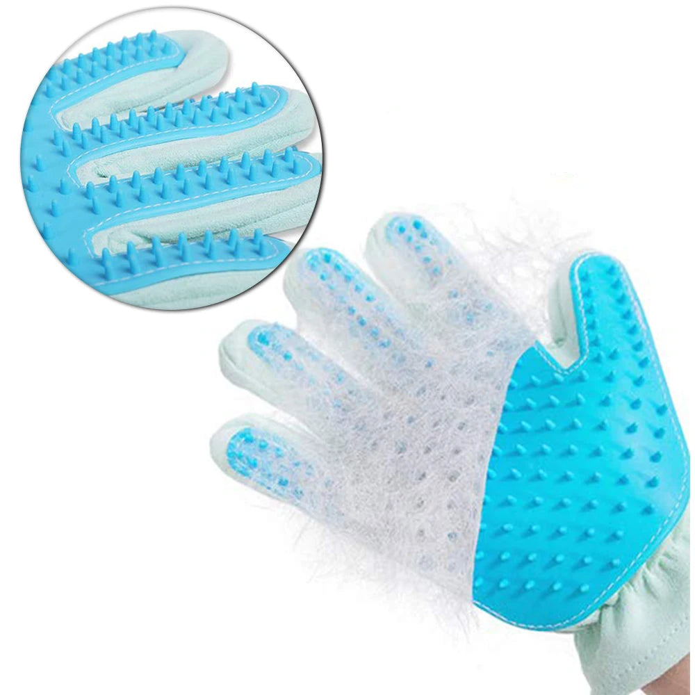 Cute Suede Silicone Cat Dog Pet Deshedding Brush Glove for Animal Wool Combing Cats Pet Hair Glove Pet Grooming Glove GL0001